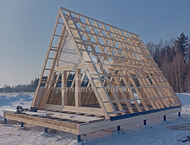 Каркасный дом в стиле A-frame по индивидуальному проекту в комплектации «Комфорт» в г. Мончегорск