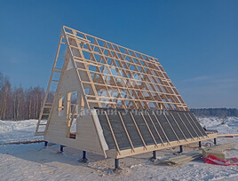 Каркасный дом в стиле A-frame по индивидуальному проекту в комплектации «Комфорт» в г. Мончегорск